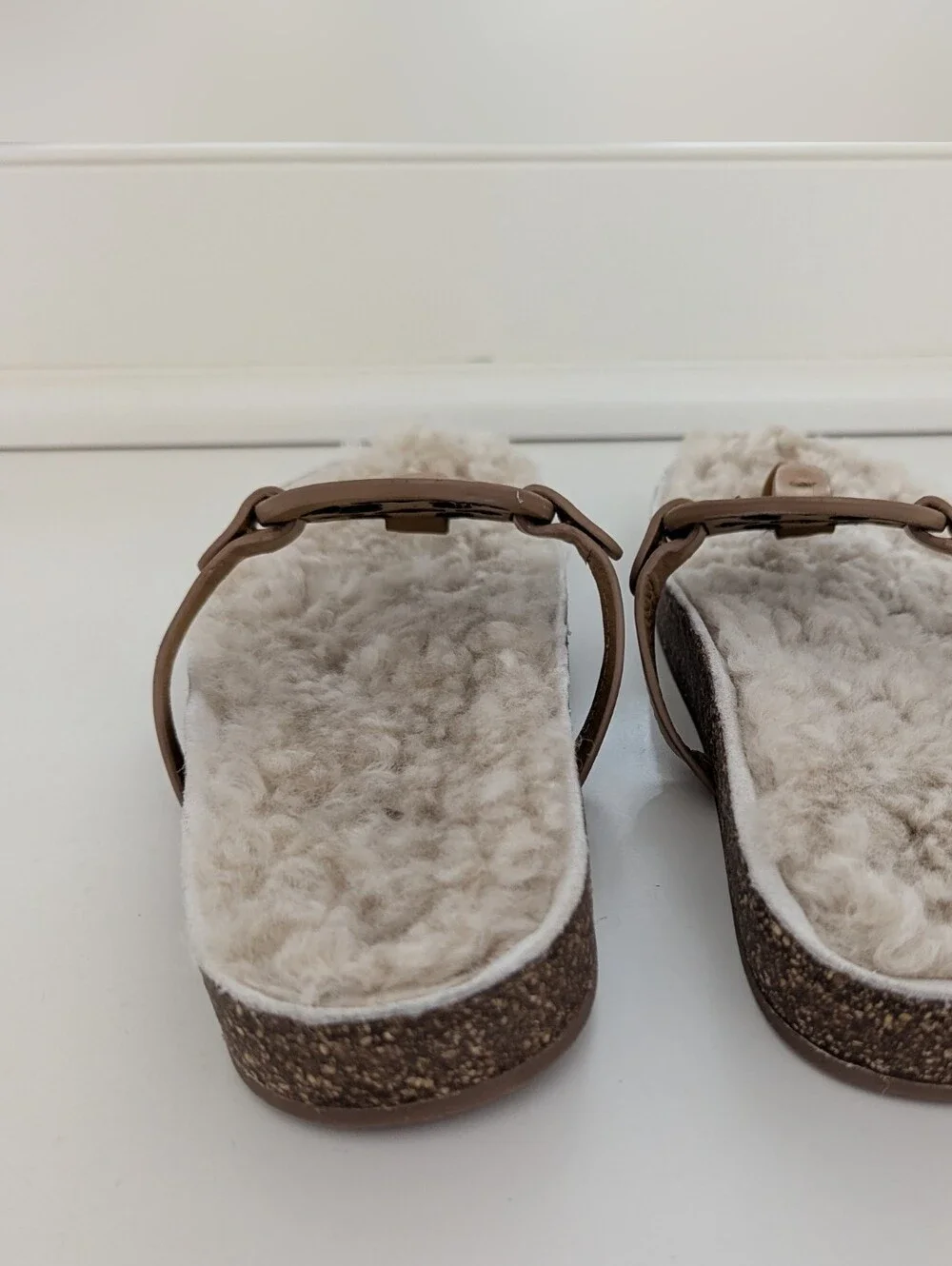EUC! Tory Burch Miller Cloud Shearling Sandal In Tan Size 8